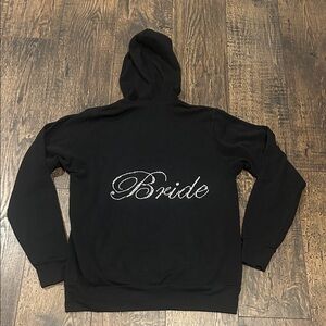 Bride Rhinestone Black Zip-Up Hoodie